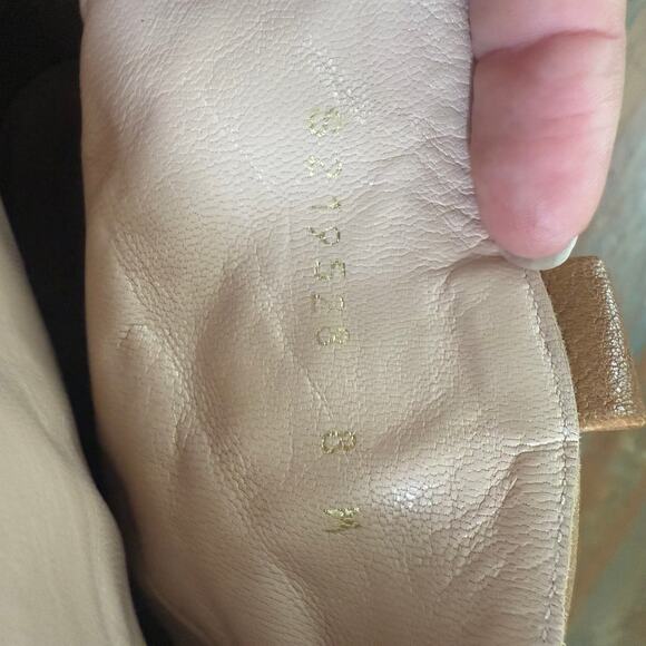 Stuart Weitzman 8 Tan Rhinestone Studded Western Ankle Boots Leather Cowboy FLAW - Picture 8 of 11